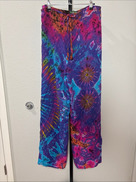 Kathmandu Pants - Kathmandu wrap Tie-Dye Wide Leg Pants in Purple, Blue, Pink